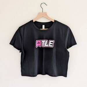 Bella Canvas The Ladies Edge TLE Black Crop Top with Pink Logo